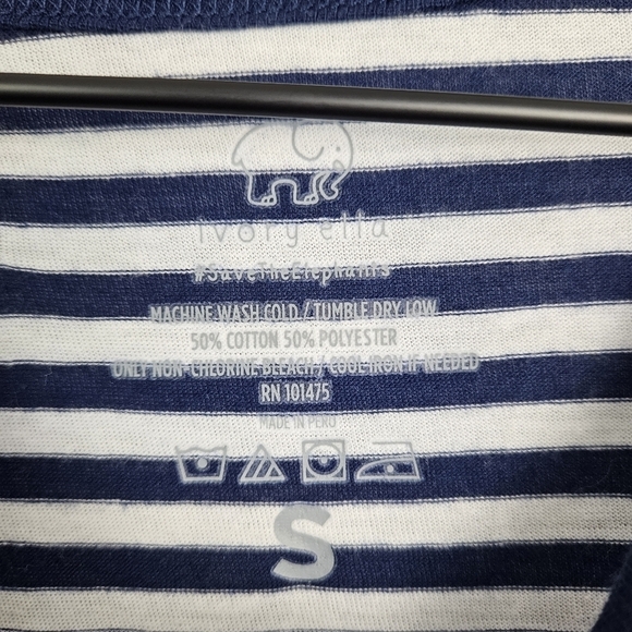 Ivory Ella Navy White Striped Short Sleeve Tee Small - Picture 3 of 7